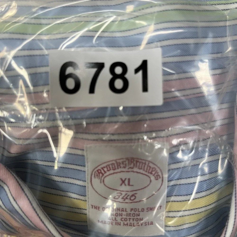 Brooks Brothers 346 Fun Shirt Mens XL Pastel Striped Oxford Button Down
